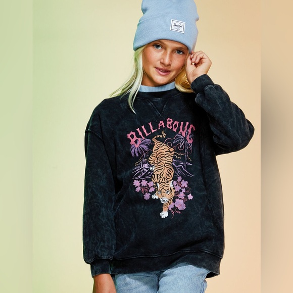 BILLABONG Tiger Tim Girls Crewneck Sweatshirt - Picture 1 of 10